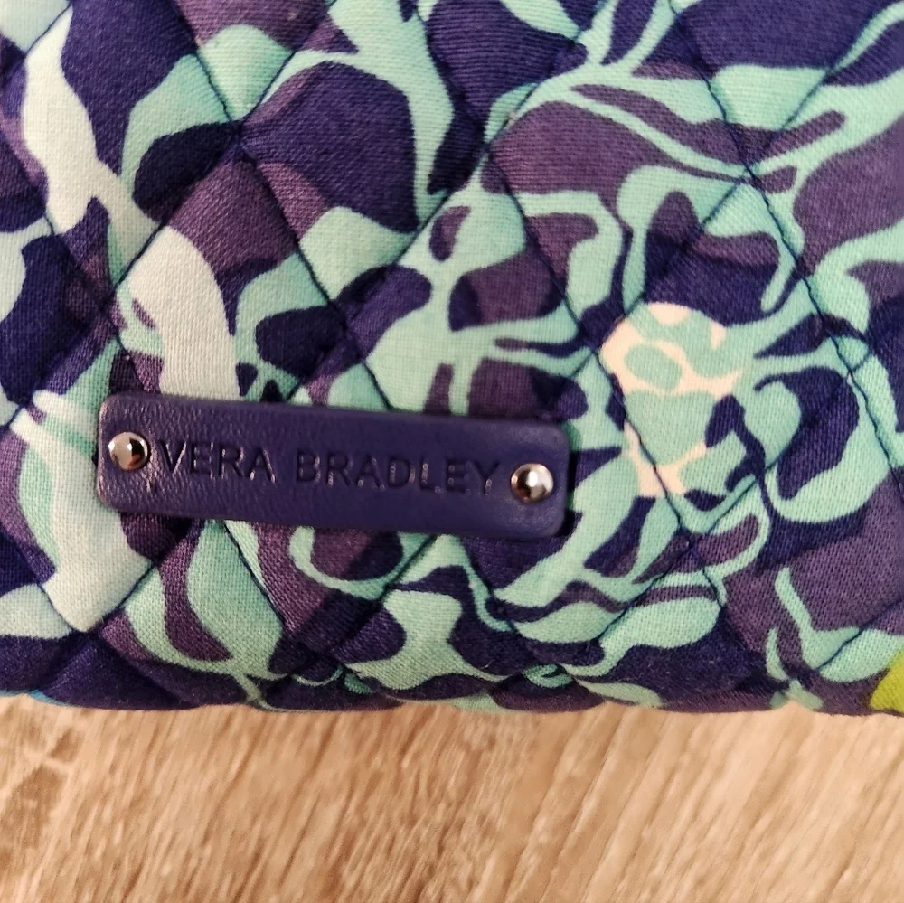 Vera Bradley Quilted Pouch in Blue and Green